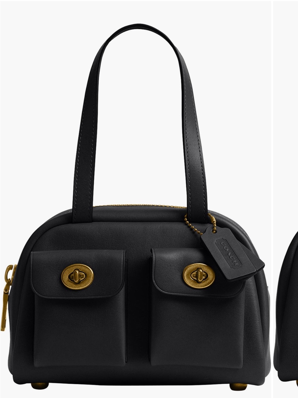 Coach Twin Turnlock Leather Top Handle Bag